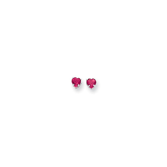 14k White Gold 5mm Heart Pink Sapphire Earrings