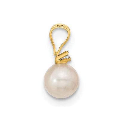 14K 5 6mm Saltwater Akoya Cultured Pearl and Dia. Earring and Pendant Set