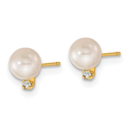 14K 5 6mm Saltwater Akoya Cultured Pearl and Dia. Earring and Pendant Set