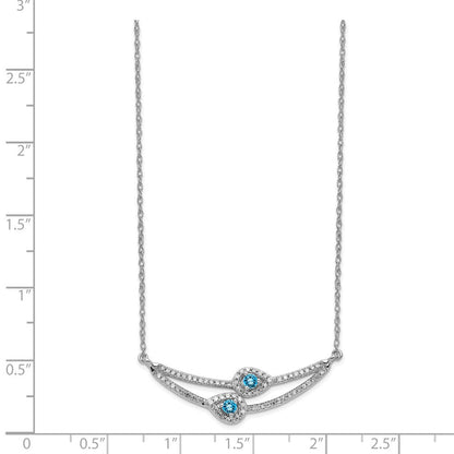 14k White Gold Diamond u0026 Blue Topaz Necklace