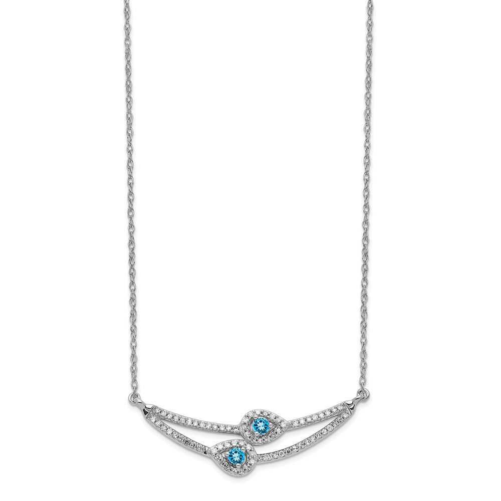 14k White Gold Diamond u0026 Blue Topaz Necklace