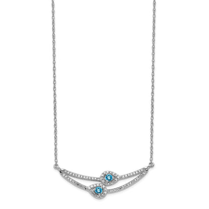 14k White Gold Diamond u0026 Blue Topaz Necklace