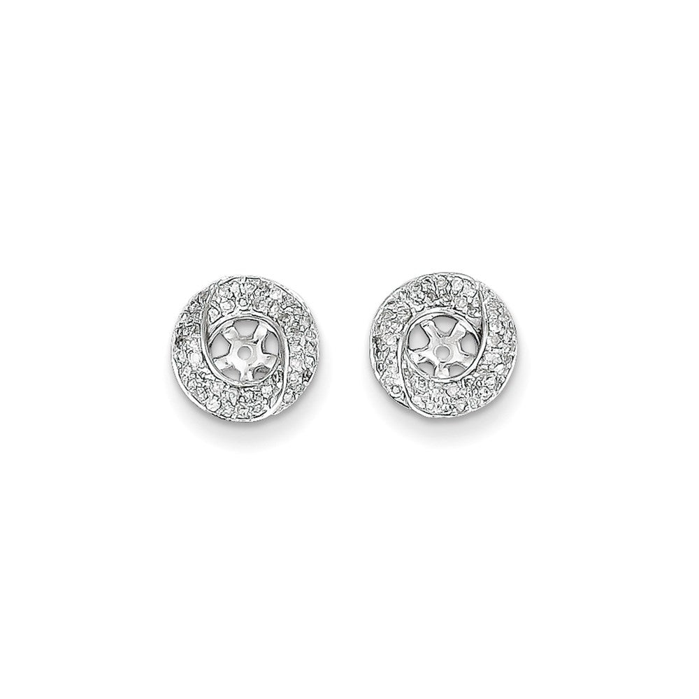 14K White Gold Diamond Round Earring Jacket