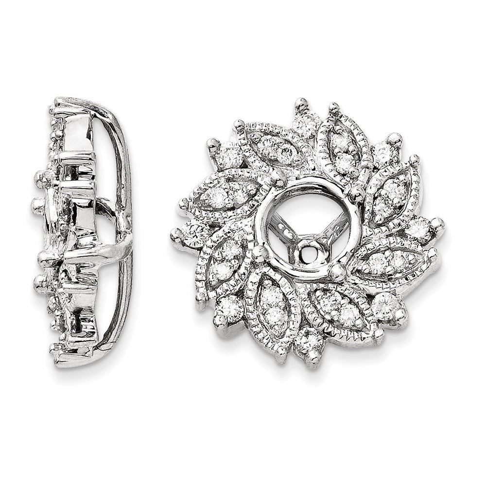 14K White Gold Diamond Flower Earring Jacket