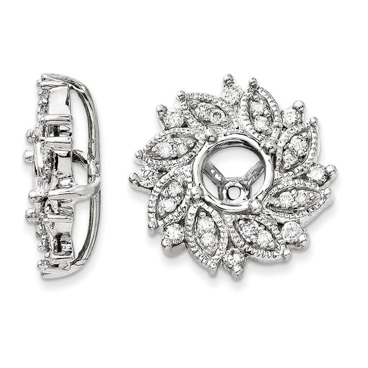 14K White Gold Diamond Flower Earring Jacket