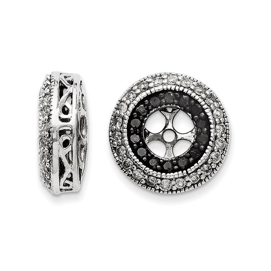 14k White Gold Black and White Diamond Earring Jackets