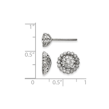 14K White Gold Medium Flower and Jacket Diamond Post Earrings