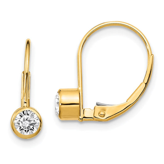 14k Yellow Gold AA Quality Complete Real Diamond Leverback Earrings