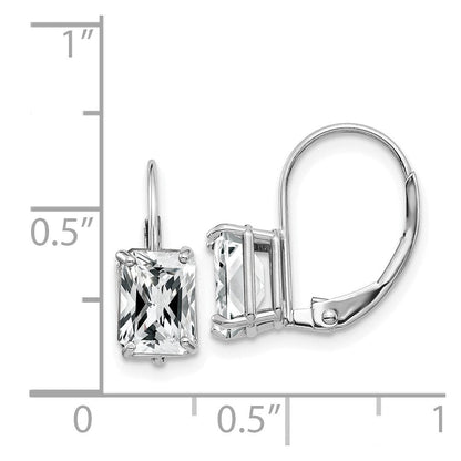 14k White Gold 7x5mm Emerald Cut Cubic Zirconia Earrings