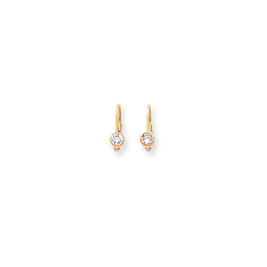 14k Yellow Gold AAA Real Diamond leverback Earrings