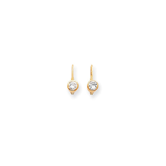 14k Yellow Gold AAA Real Diamond leverback Earrings