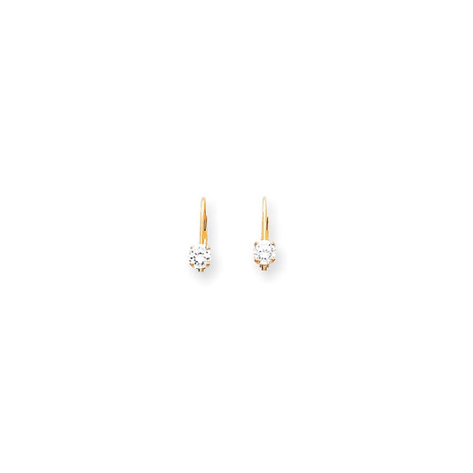 14k Yellow Gold AAA Real Diamond leverback Earrings