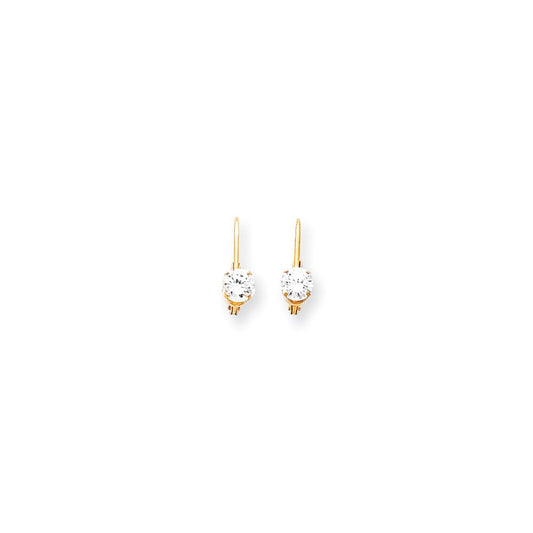14k Yellow Gold AAA Real Diamond leverback Earrings
