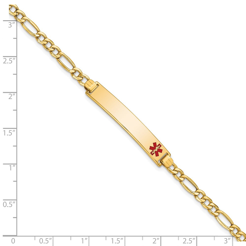 14K Semi-solid Medical Red Enamel Figaro ID Bracelet
