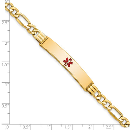 14K Semi-Solid Medical Red Enamel Figaro Link ID Bracelet
