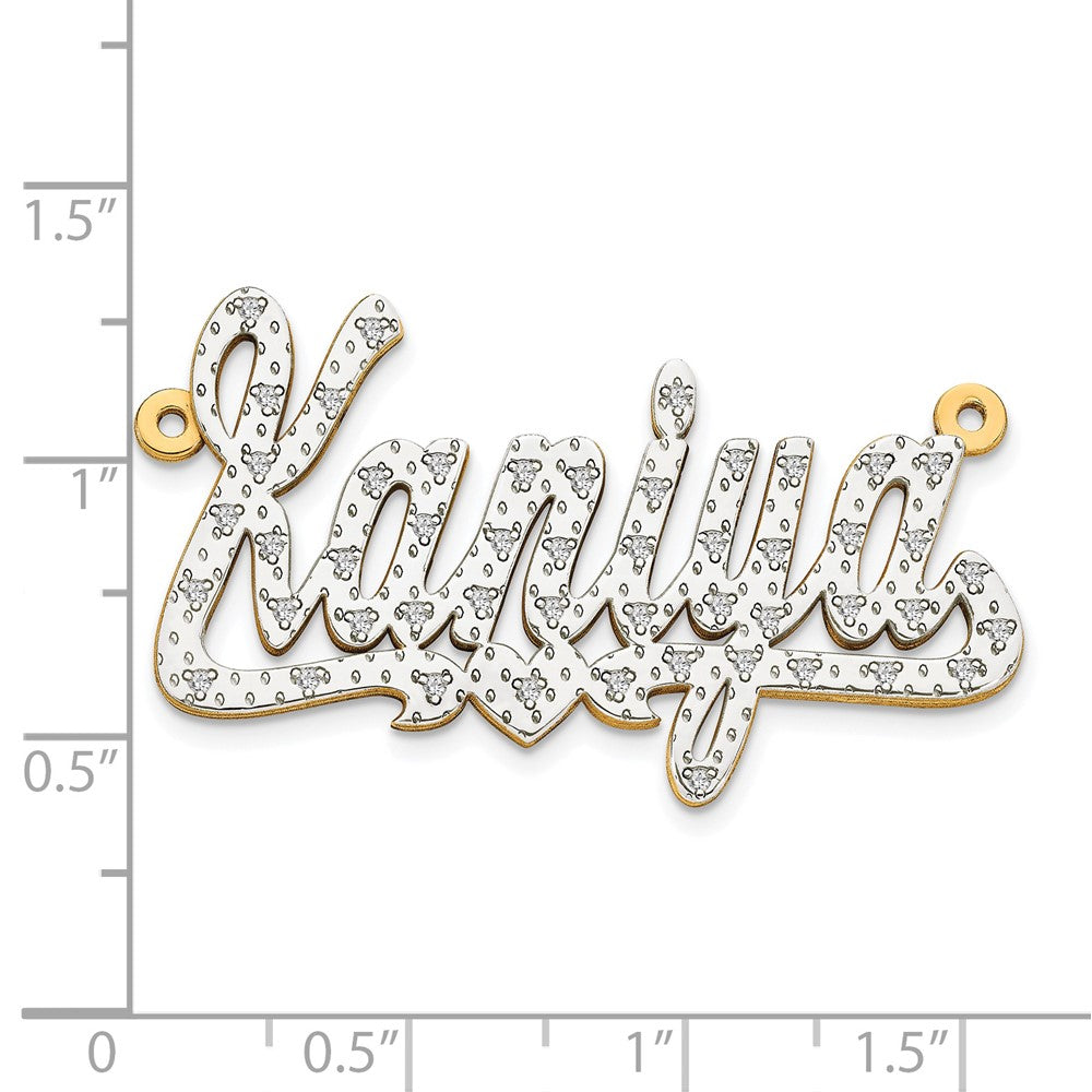 14k 3 Dimensional Diamond Name Plate Pendant