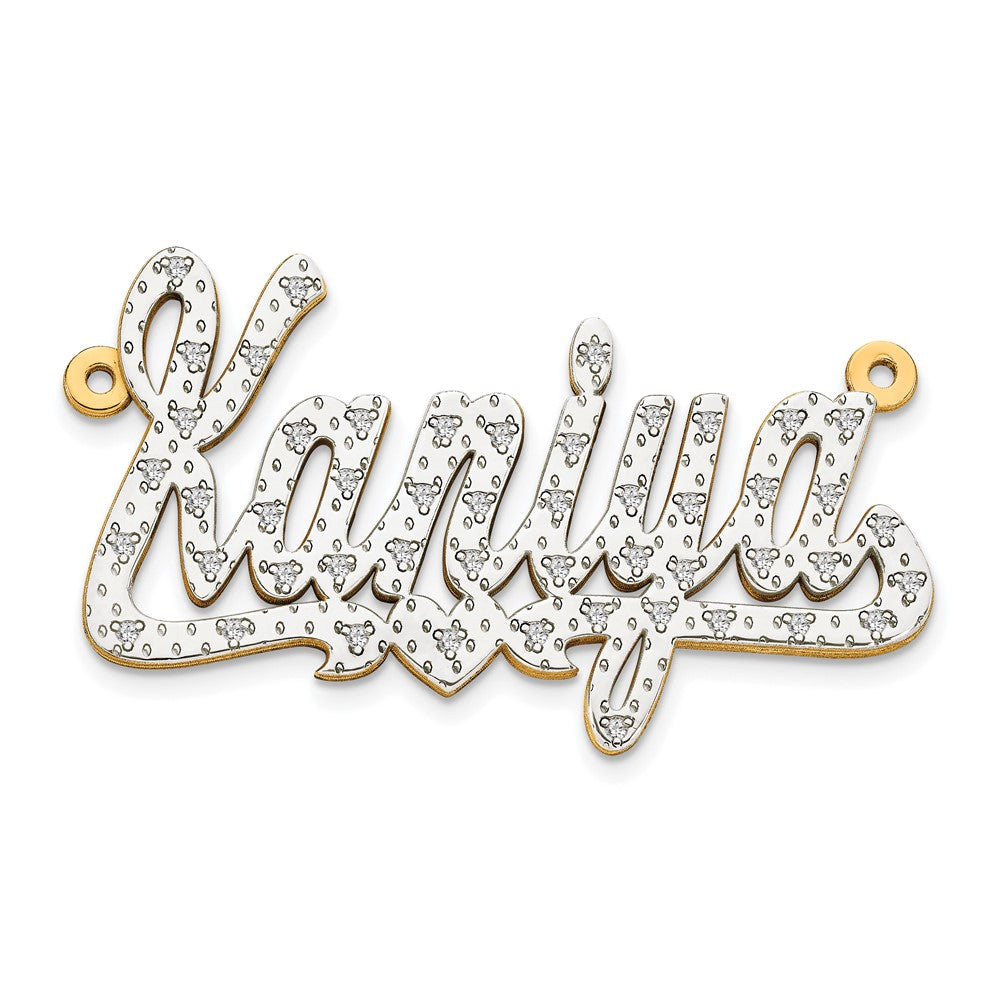 14k 3 Dimensional Diamond Name Plate Pendant