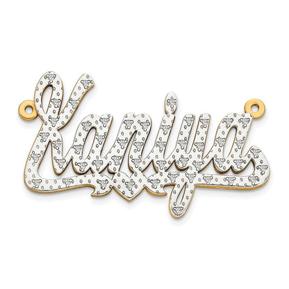 14k 3 Dimensional Diamond Name Plate Pendant