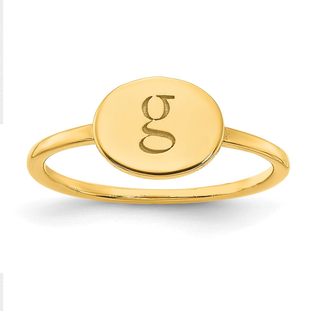 14K Yellow Gold Initial Oval Signet Ring