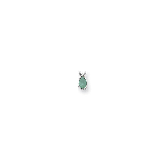 14k White Gold Emerald Real Diamond pendant