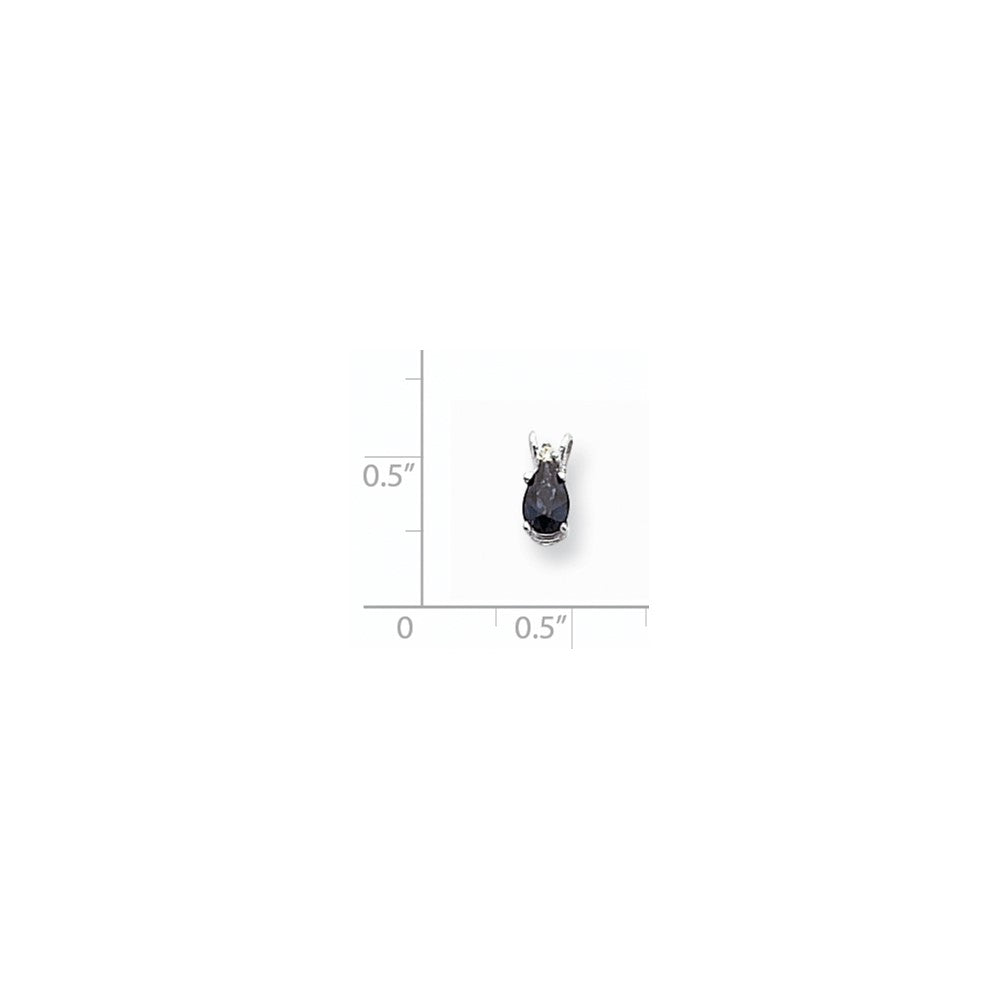 14k White Gold 6x4mm Pear Sapphire AAA Real Diamond pendant