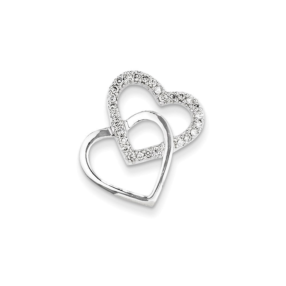 14k White Gold AA Quality Completed Real Diamond Vintage Heart Pendant