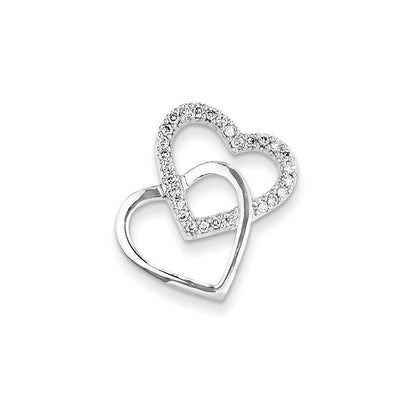 14k White Gold AA Quality Completed Real Diamond Vintage Heart Pendant