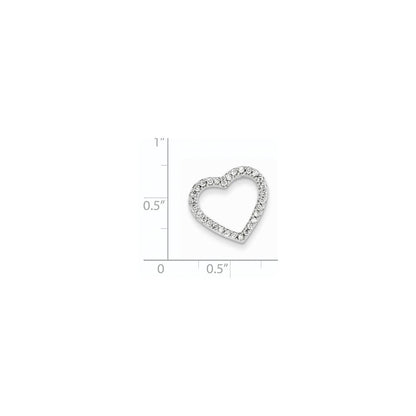 14k White Gold AA Quality Completed Real Diamond Vintage Heart Pendant