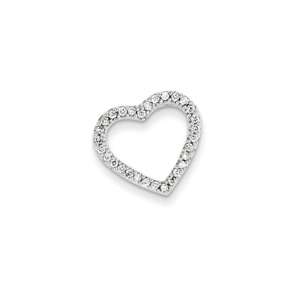14k White Gold AA Quality Completed Real Diamond Vintage Heart Pendant