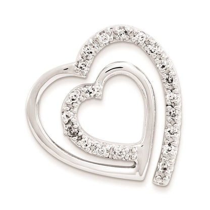 14k White Gold AA Quality Completed Real Diamond Vintage Heart Pendant