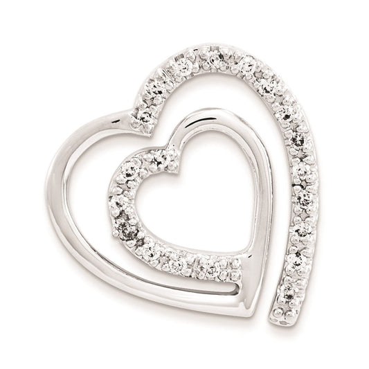 14k White Gold AA Quality Completed Real Diamond Vintage Heart Pendant