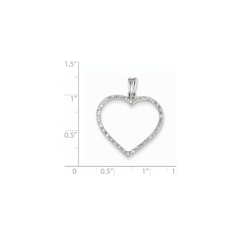 14k White Gold AA Quality Completed Real Diamond Vintage Heart Pendant