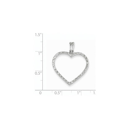 14k White Gold AA Quality Completed Real Diamond Vintage Heart Pendant