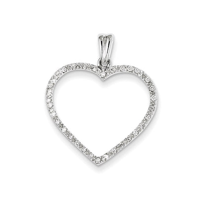 14k White Gold AA Quality Completed Real Diamond Vintage Heart Pendant