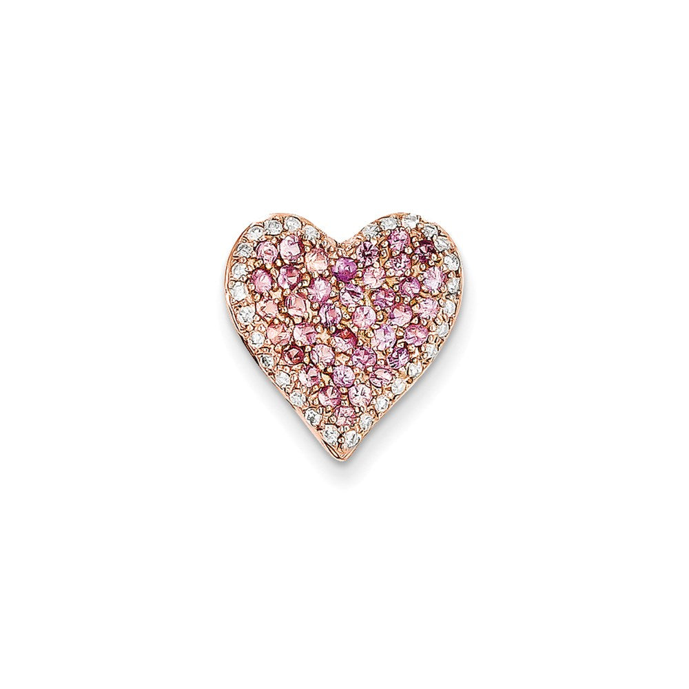 14k Rose Gold AA Real Diamond u0026 Pink Sapphire Vintage Heart Pendant