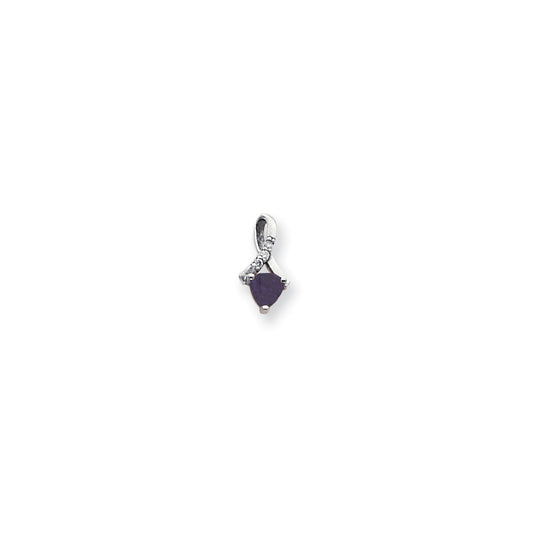 14k White Gold 5mm Amethyst AAA Real Diamond pendant