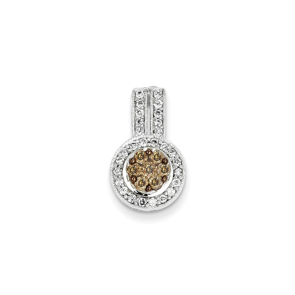 14k Yellow Gold u0026 Rhodium Champagne u0026 White Real Diamond Chain Slide