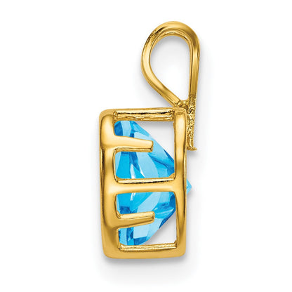 14K Yellow Gold 6mm Heart Blue Topaz bezel pendant