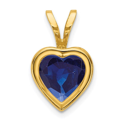 14K Yellow Gold 6mm Heart Sapphire bezel pendant