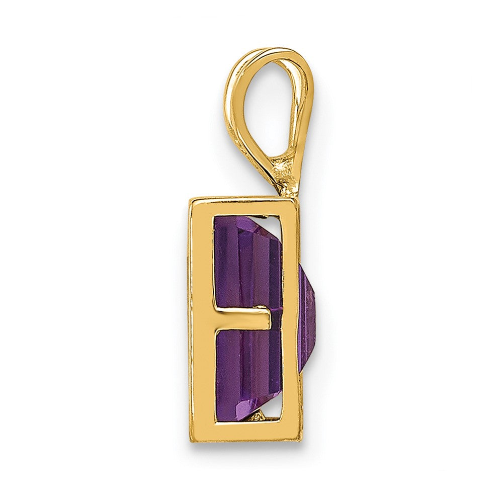 14K Yellow Gold 7x5mm Emerald Cut Amethyst bezel pendant