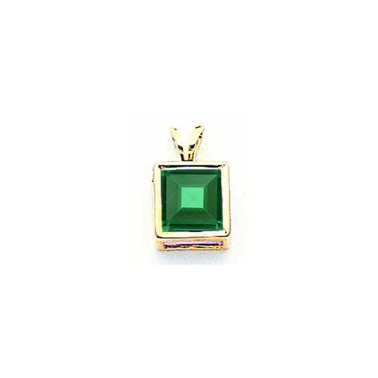 14K Yellow Gold 7mm Princess Cut Mount St. Helens bezel pendant