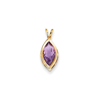 14K Yellow Gold 12x6mm Marquise Amethyst bezel pendant
