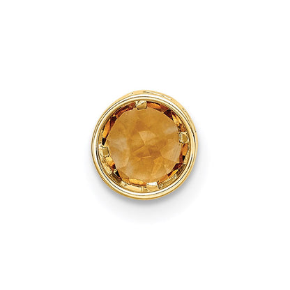 14K Yellow Gold 5mm Citrine bezel pendant