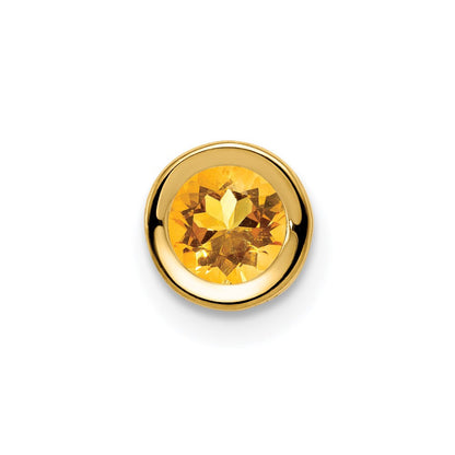 14K Yellow Gold 5mm Citrine bezel pendant