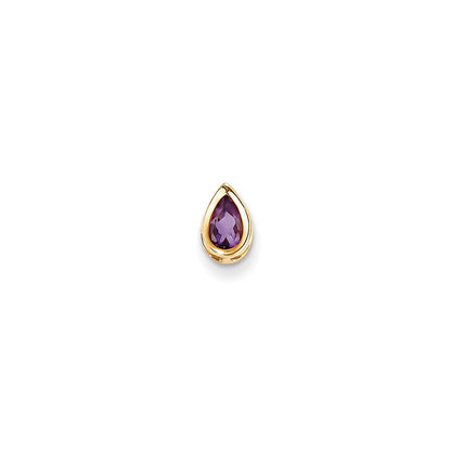 14K Yellow Gold 6x4mm Pear Amethyst Checker bezel pendant