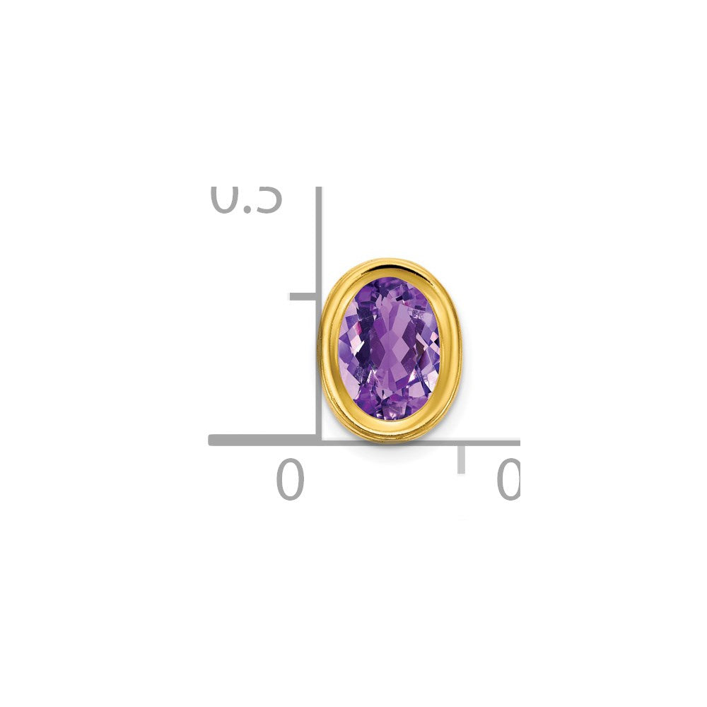 14K Yellow Gold 7x5mm Oval Amethyst Checker bezel pendant