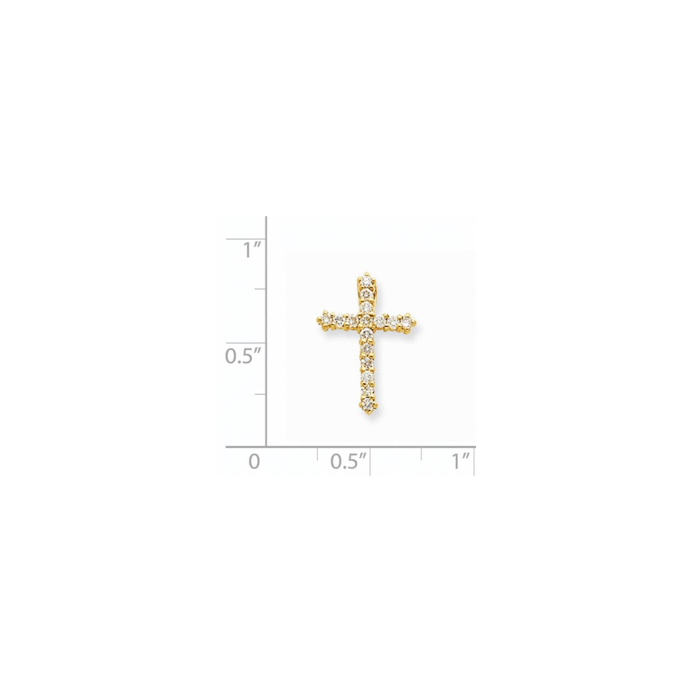 14K Yellow Gold AAA Real Diamond Cross