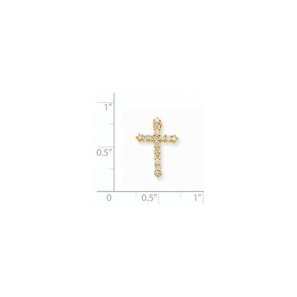 14K Yellow Gold AAA Real Diamond Cross