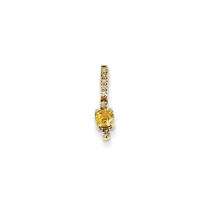 14k Yellow Gold Real Diamond and Yellow Sapphire Pendant