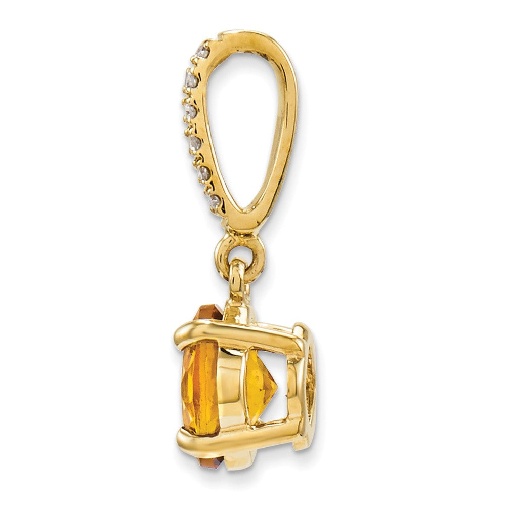 14K Yellow Gold Real Diamond and Citrine Pendant